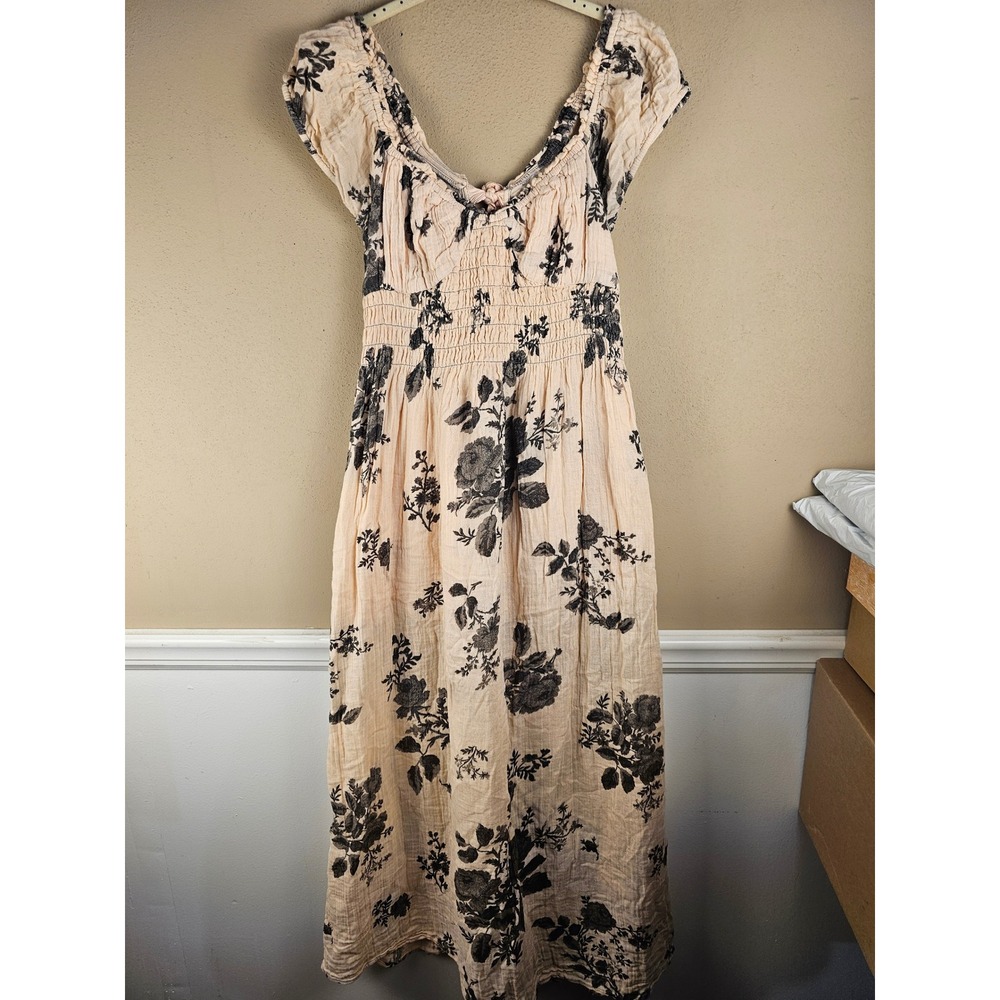 Free People Womens Pink Gauze Forget Me Not Midi Dress Large